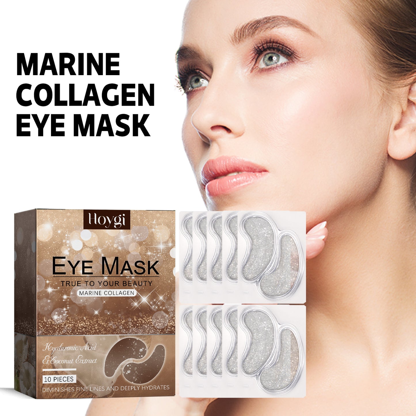 Coconut Collagen Eye Gel Patches - Anti-Aging Moisturizing Treatment (10 Pack)