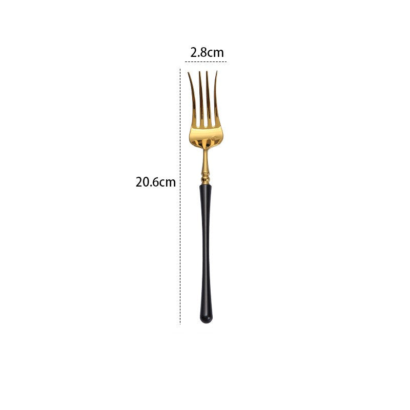 Stainless Steel Dinnerware Set with Black Gold Finish - Knife Fork Spoon