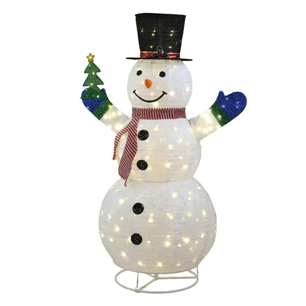 5.7FT Lighted Snowman with Tree - Christmas Outdoor Decor