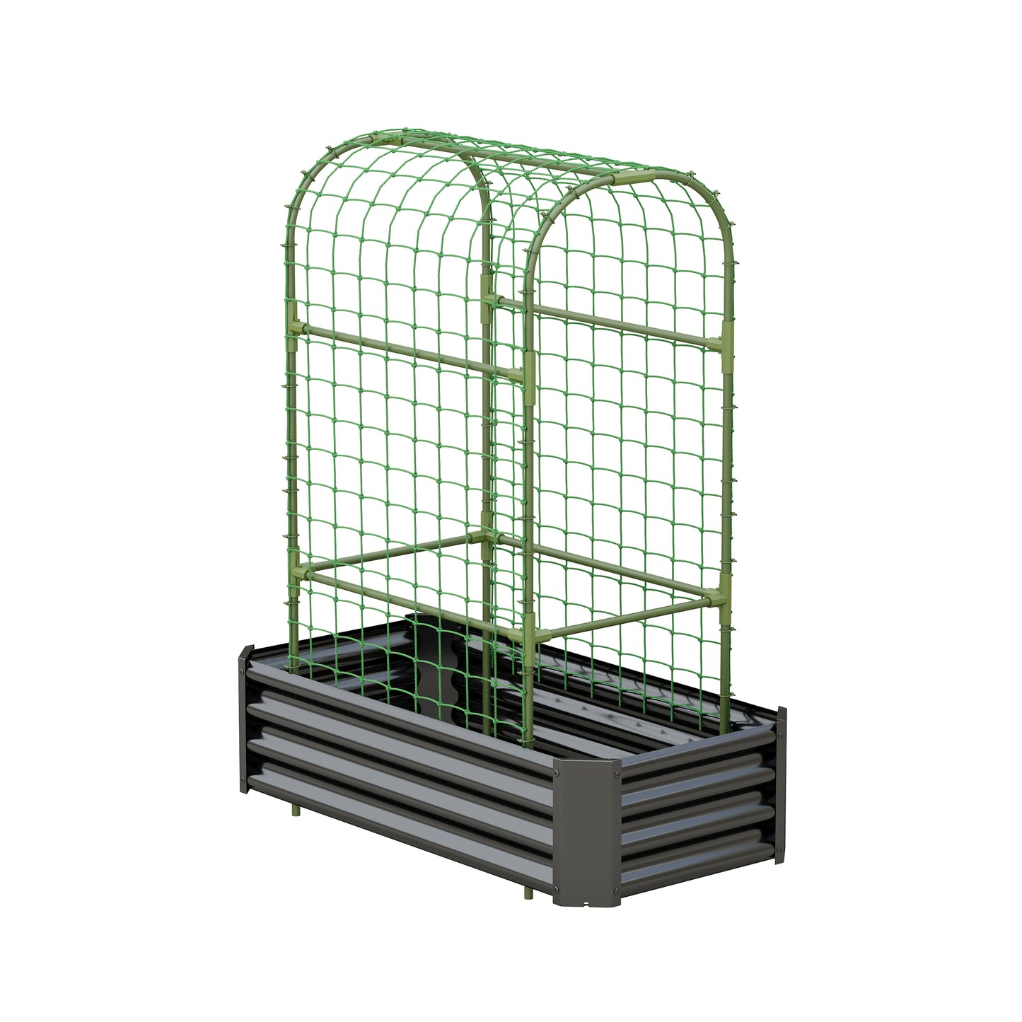 2-in-1 Raised Garden Bed with Trellis - 59" Metal Planter Box