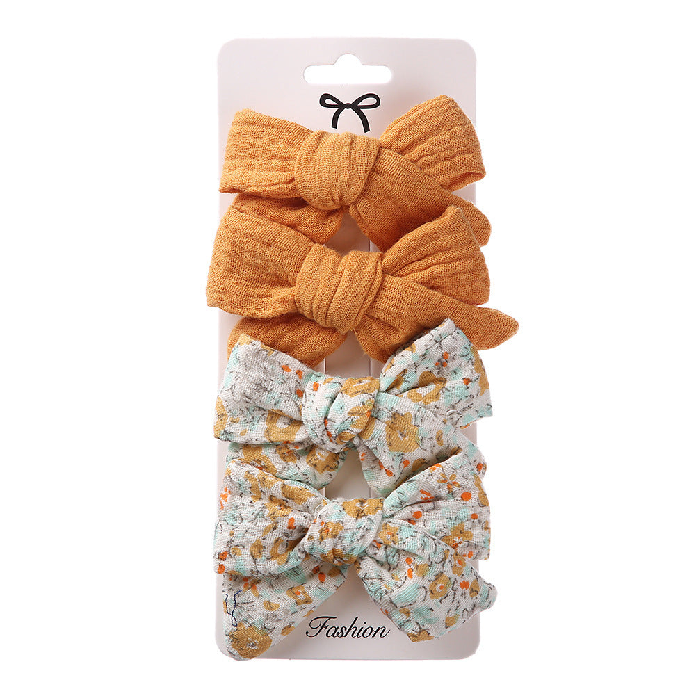 Children's Plaid Bow Hair Clips, 4-Pack