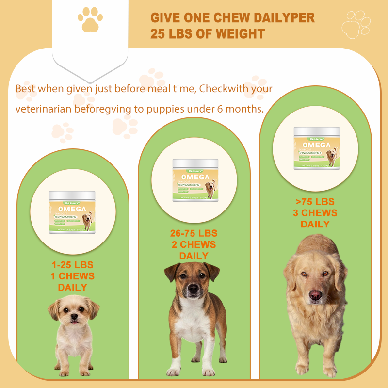 Omega 3-6-9 Dog Supplement Soft Chews with Salmon Oil & Biotin - 40 Servings