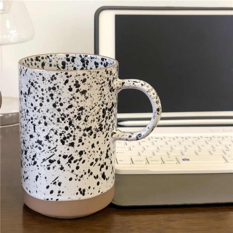 Retro Japanese Style Splash Ink Ceramic Coffee Cup - Large Capacity