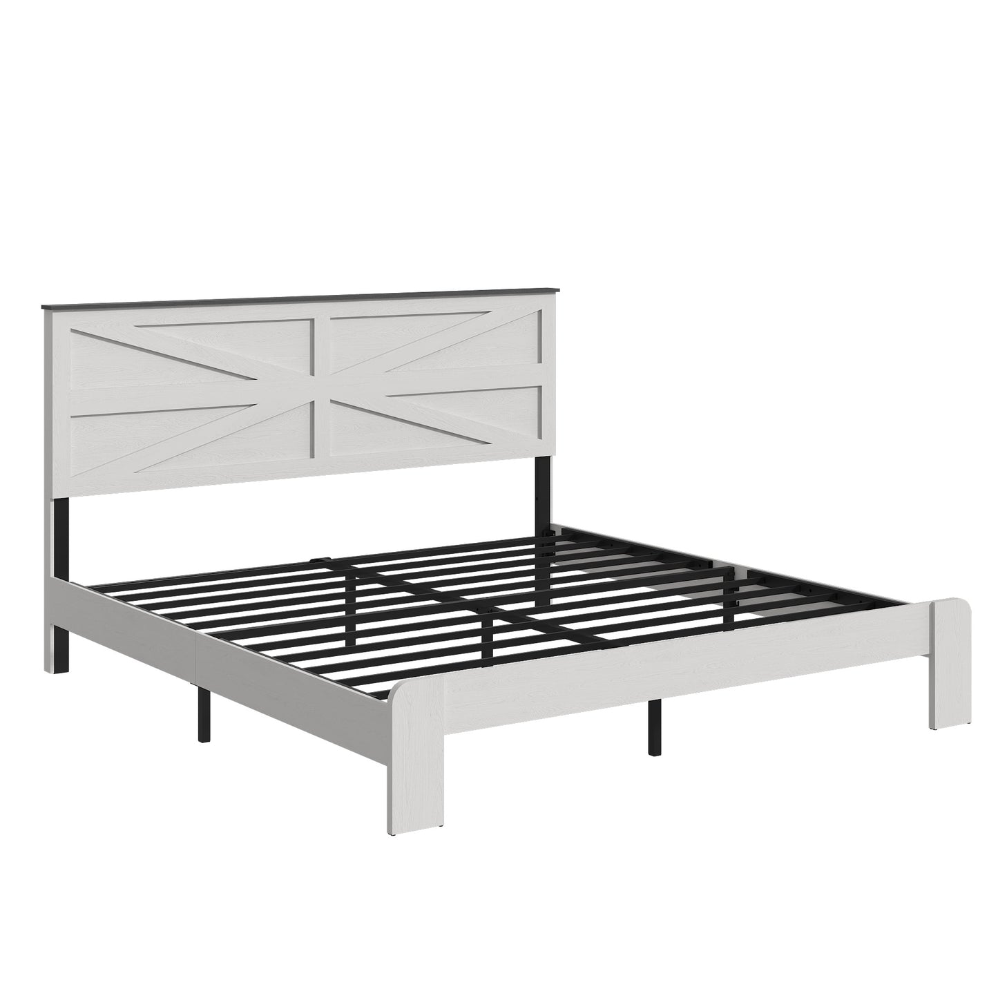 Queen Wood Platform Bed Frame with Headboard & Underbed Storage