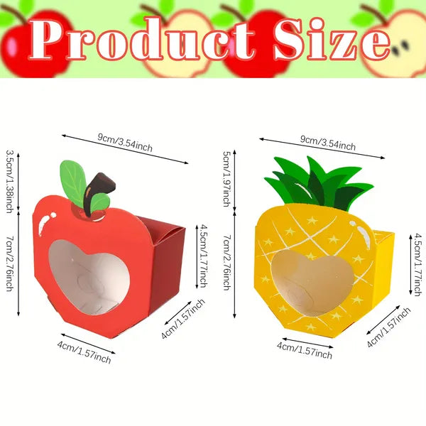 Cute 3D Summer Party Treat Boxes - 20 Pcs Apple & Pineapple