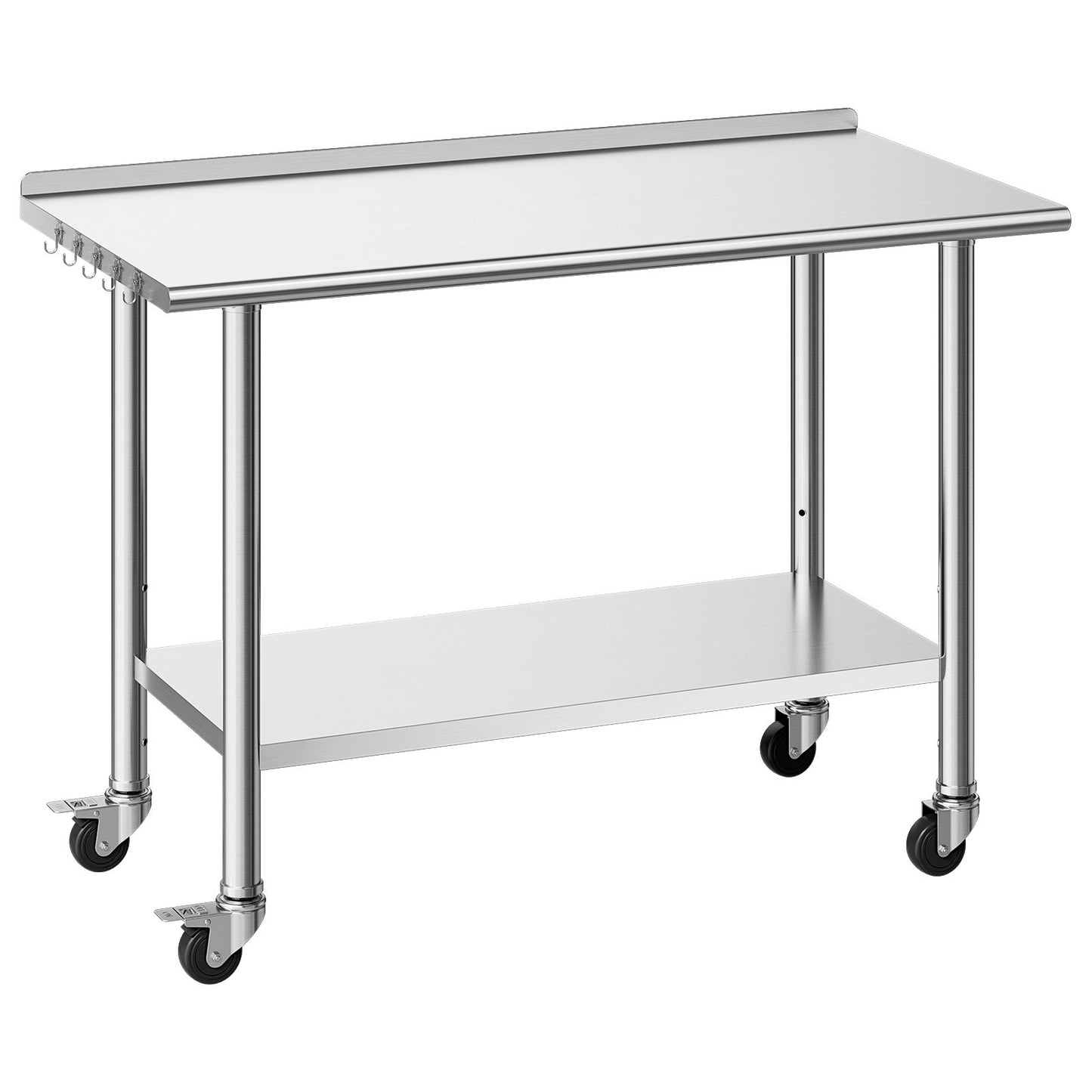 Stainless Steel Work Table 24x48 Inch with Wheels - Commercial Food Prep Station with Adjustable Undershelf