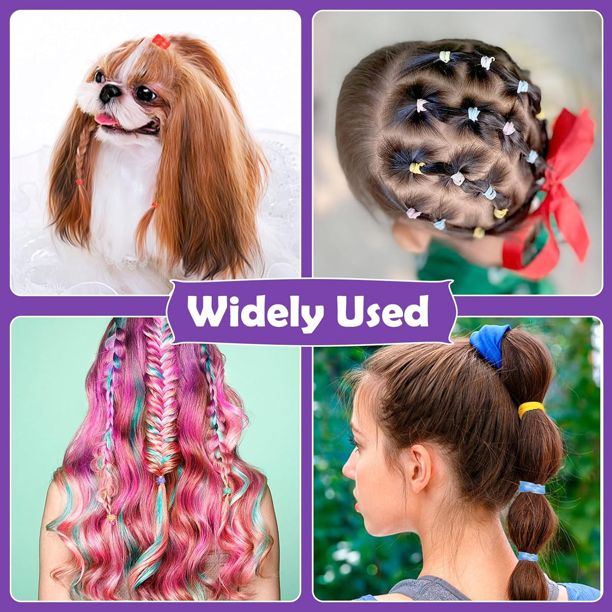 Colorful Hair Elastics Set with Styling Tools for Kids & Teens - 2000 Pcs