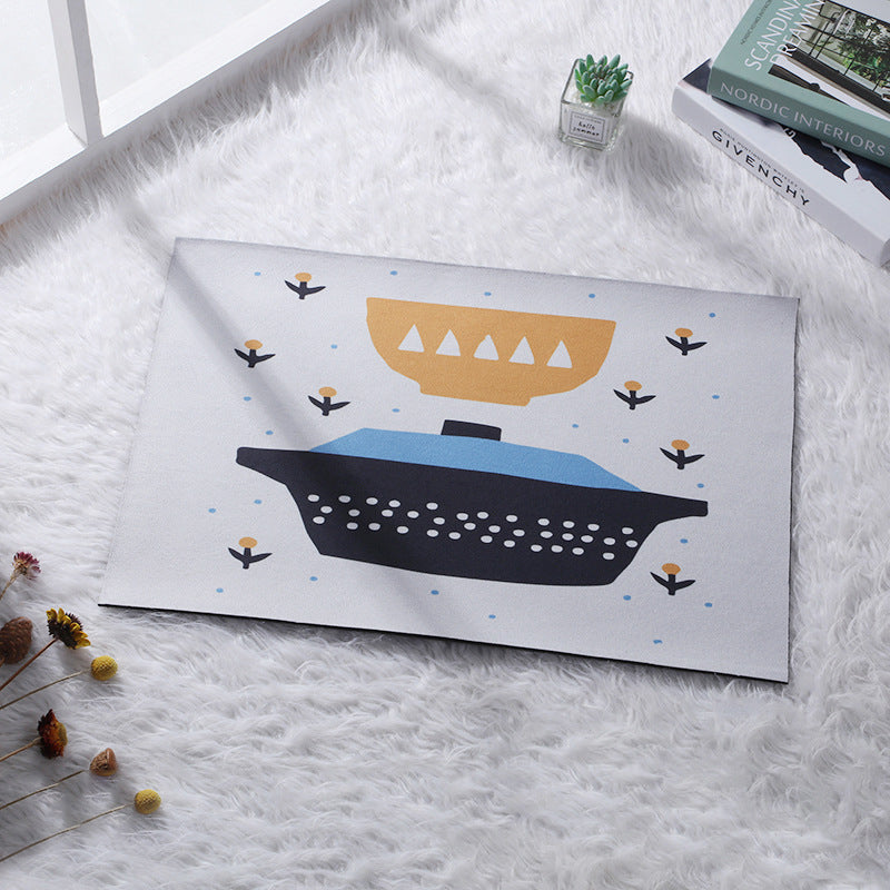 Cartoon Printed Absorbent Floor Mat - Short Plush Home Bathroom Decor 60x40cm