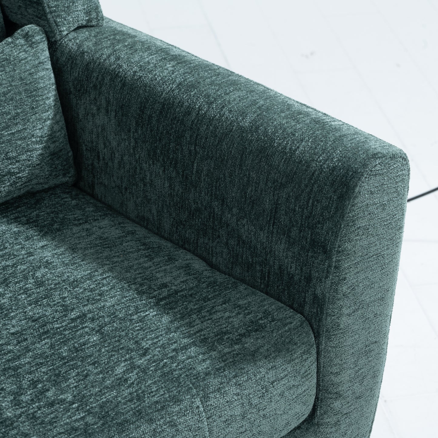 Modern Chenille Accent Chair with Pillow - Blackish Green