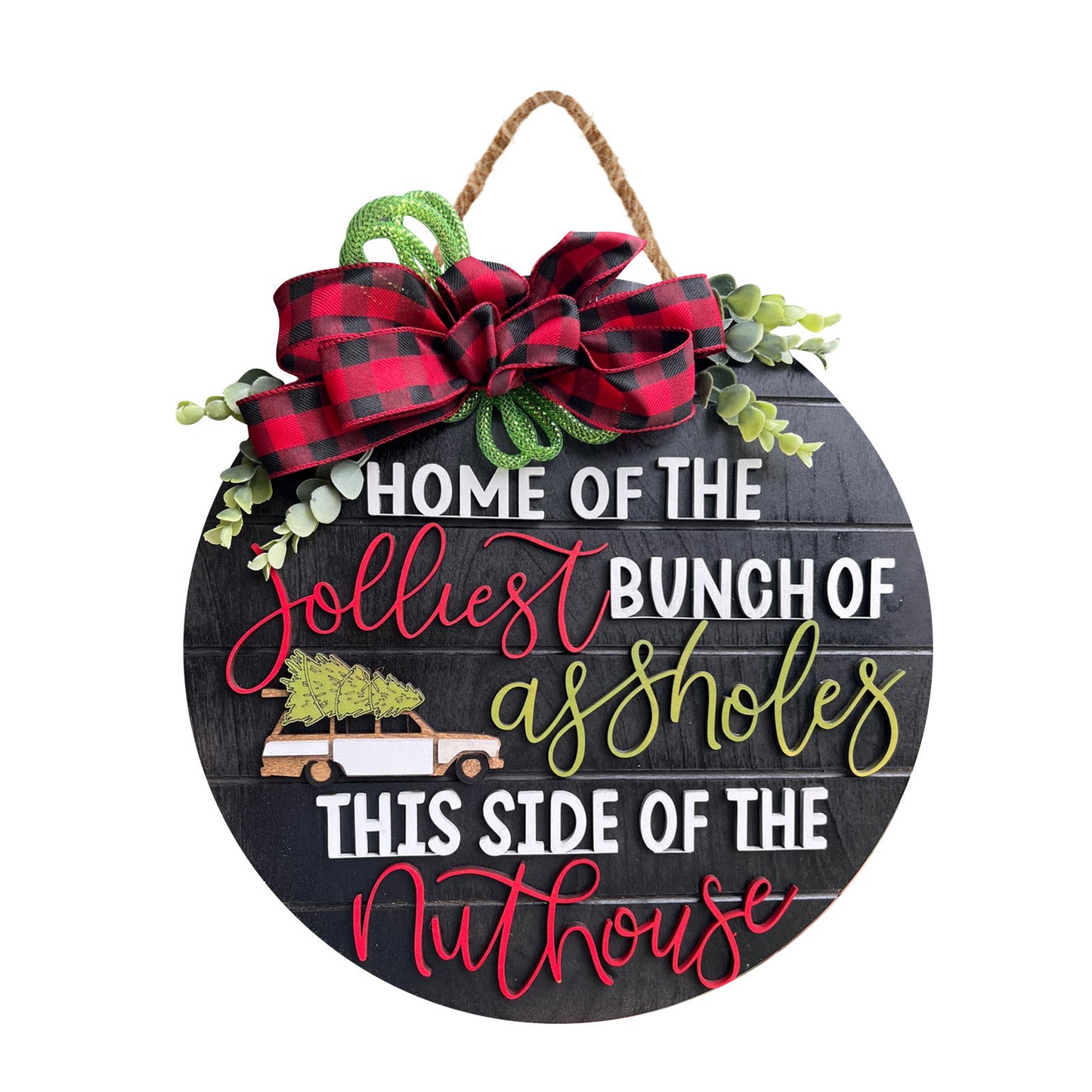 Wooden Front Door Sign Christmas Decorations Garland - Festive Holiday Home Decor