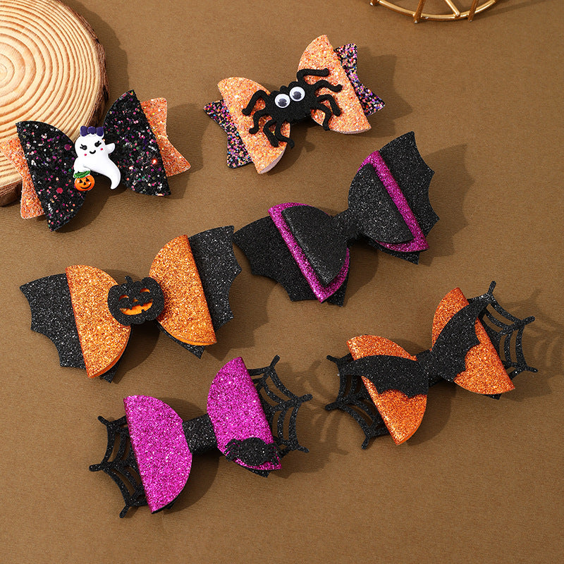Halloween Hair Barrettes - Spooky Ghost, Pumpkin & Spider Hair Clips