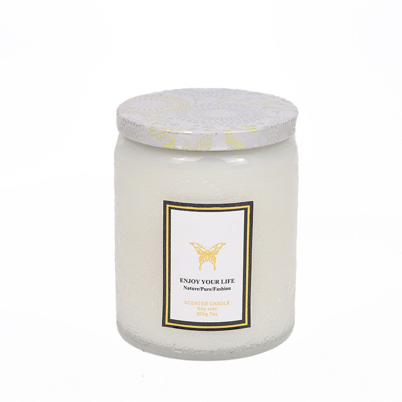 Embossed Glass Aromatherapy Candle - Handmade Fragrance Gift 200g