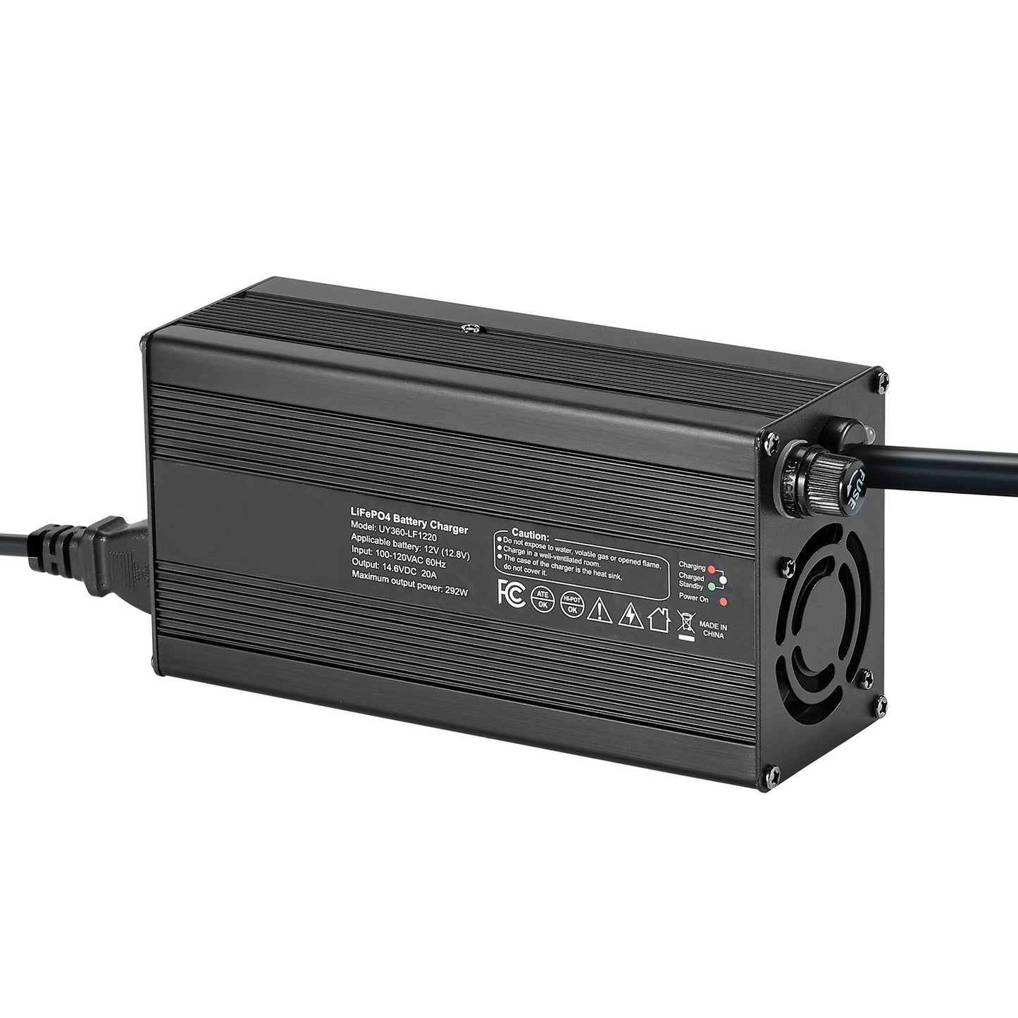 12V 20A Lithium Battery Charger for LiFePO4 Batteries - Smart 14.6V AC/DC