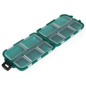 Fishing Tackle Storage Box - Compact Green Plastic Organizer for Hooks & Accessories