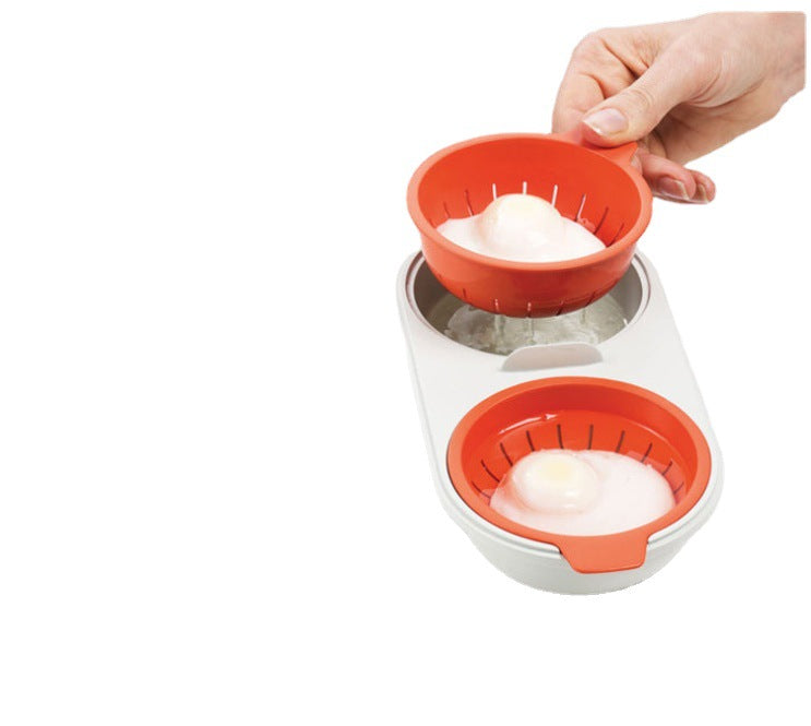 Microwave Egg Poacher Set Food Grade Cookware Double Cup Egg Boiler Kitchen Steaming Tools