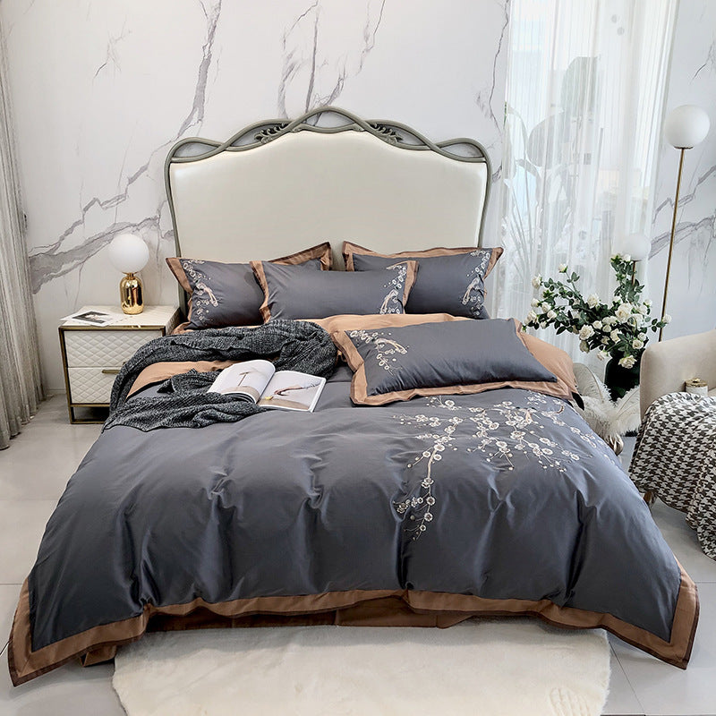 Chinese Style 100% Long-Staple Cotton Bed Sheet Set - Four-Piece Bedding