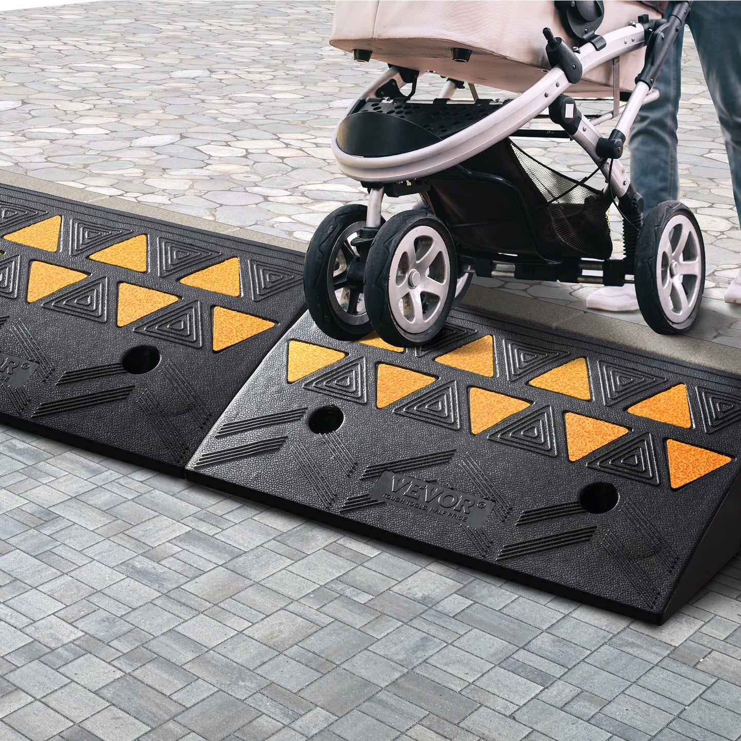 Heavy-Duty Rubber Curb Ramp 2 Pack - 15 Ton Capacity Driveway Thresholds