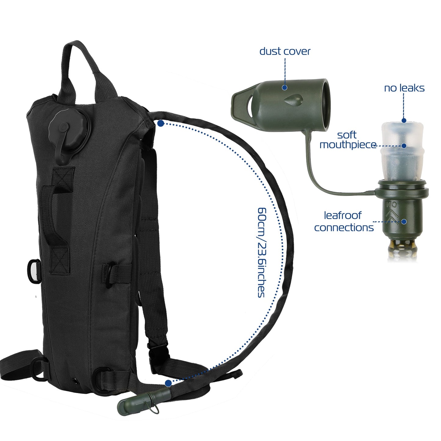 3L Tactical Hydration Pack - Adjustable Water Backpack for Hiking & Cycling