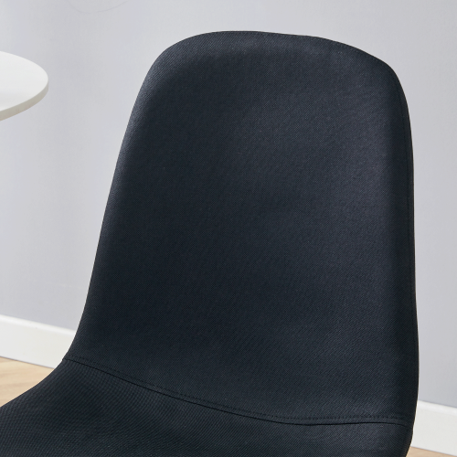 Set of 4 Black Linen-Cotton Dining Chairs with Metal Legs