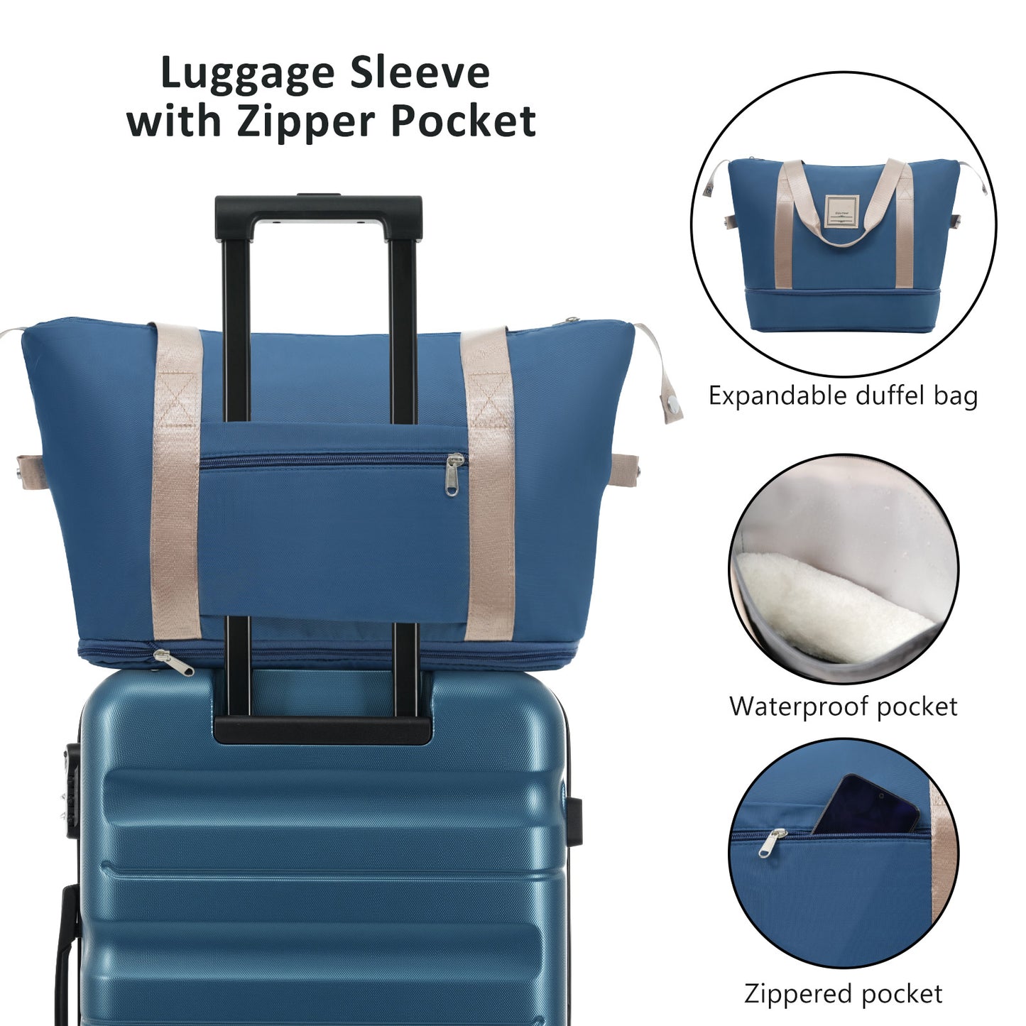 Lightweight ABS Luggage Set - Durable Suitcases with Spinner Wheels, Carry-On & Check-In Sizes - Inky Blue