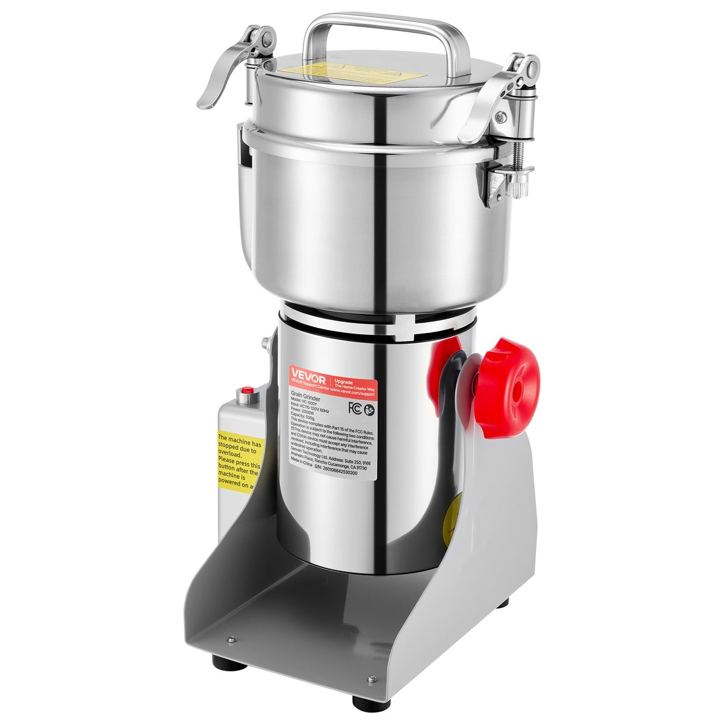 500g Electric Grain Mill Grinder 2000W High Speed Spice & Coffee Pulverizer