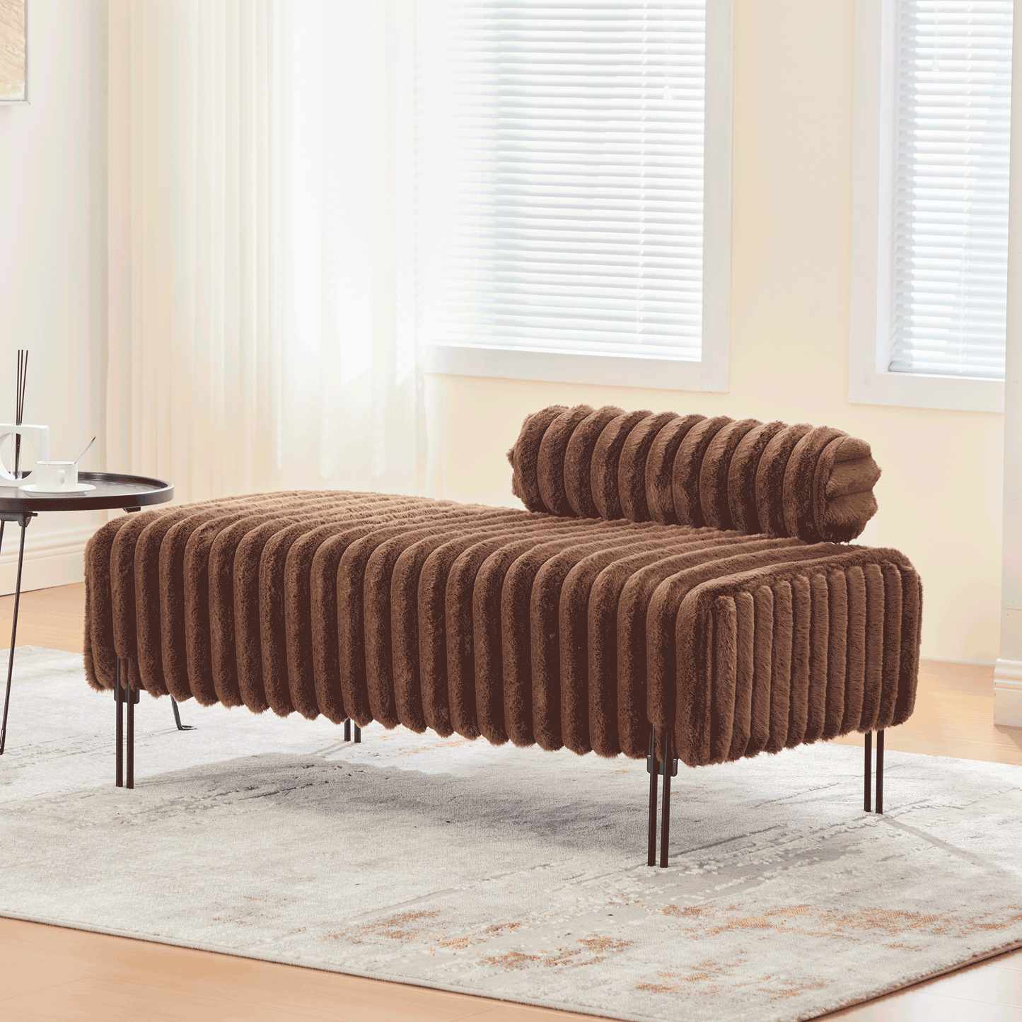 49.6" Wide Upholstered Mini Loveseat - Brown 2-Seater Sofa