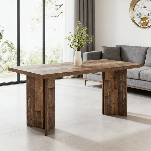 Vintage Walnut Dining Table - 63" Rectangular, Seats 4-6