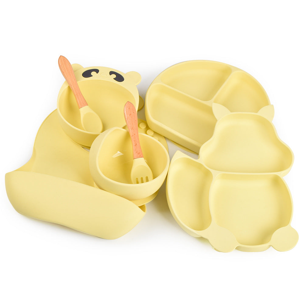 Silicone Solid Color Baby Tableware Set - Child Safe Dinnerware Kit