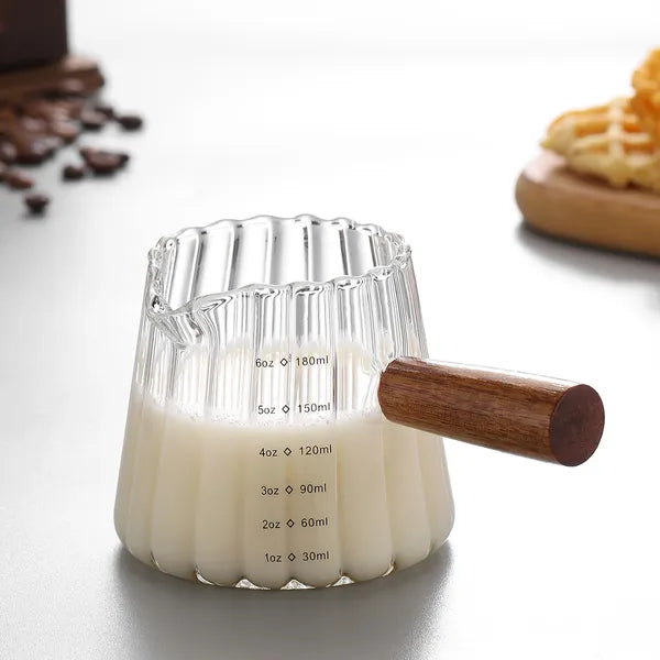 Mini 180ml Coffee Cup - Heat-Resistant Glass with Wooden Handle
