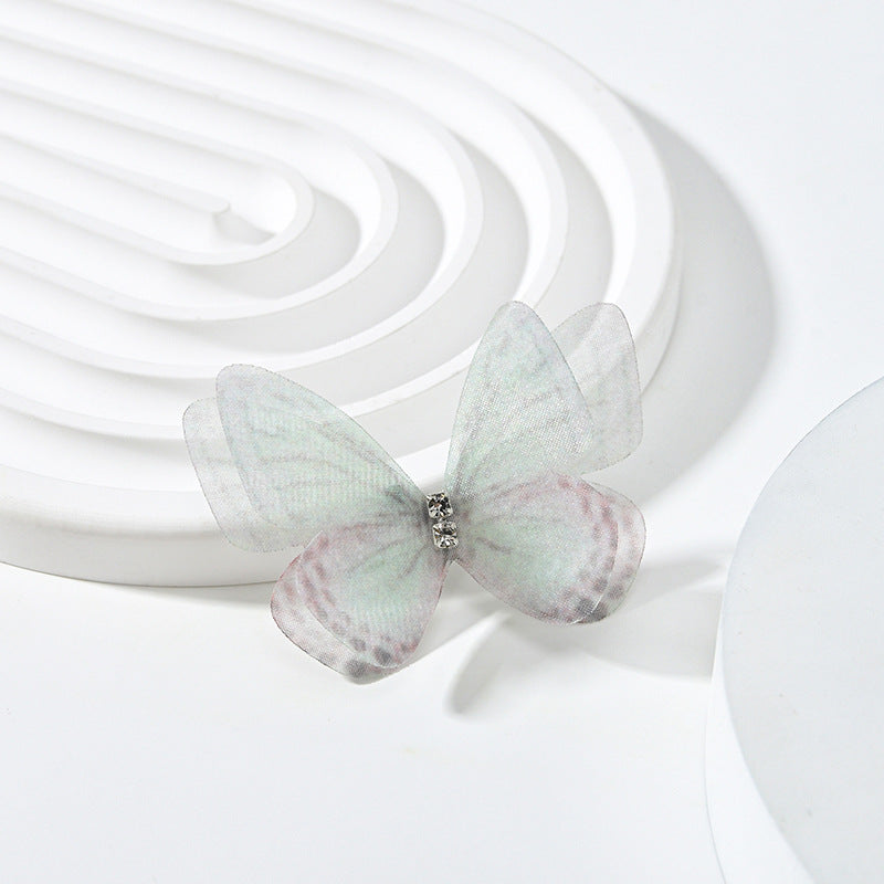 Double Layer Mesh Butterfly Jewelry Headdress with Floral Print - DIY Handmade