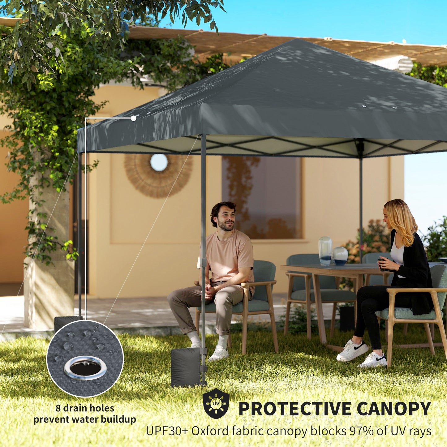 10x10 ft Pop Up Canopy Tent - Portable Outdoor Shelter, Dark Gray