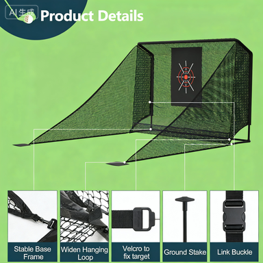 Golf Practice Net 10x7ft with Auto Ball Return & Side Barriers
