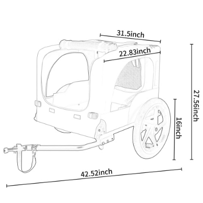 Heavy Duty Collapsible Pet Bike Trailer with All-Terrain Wheels & Universal Hitch