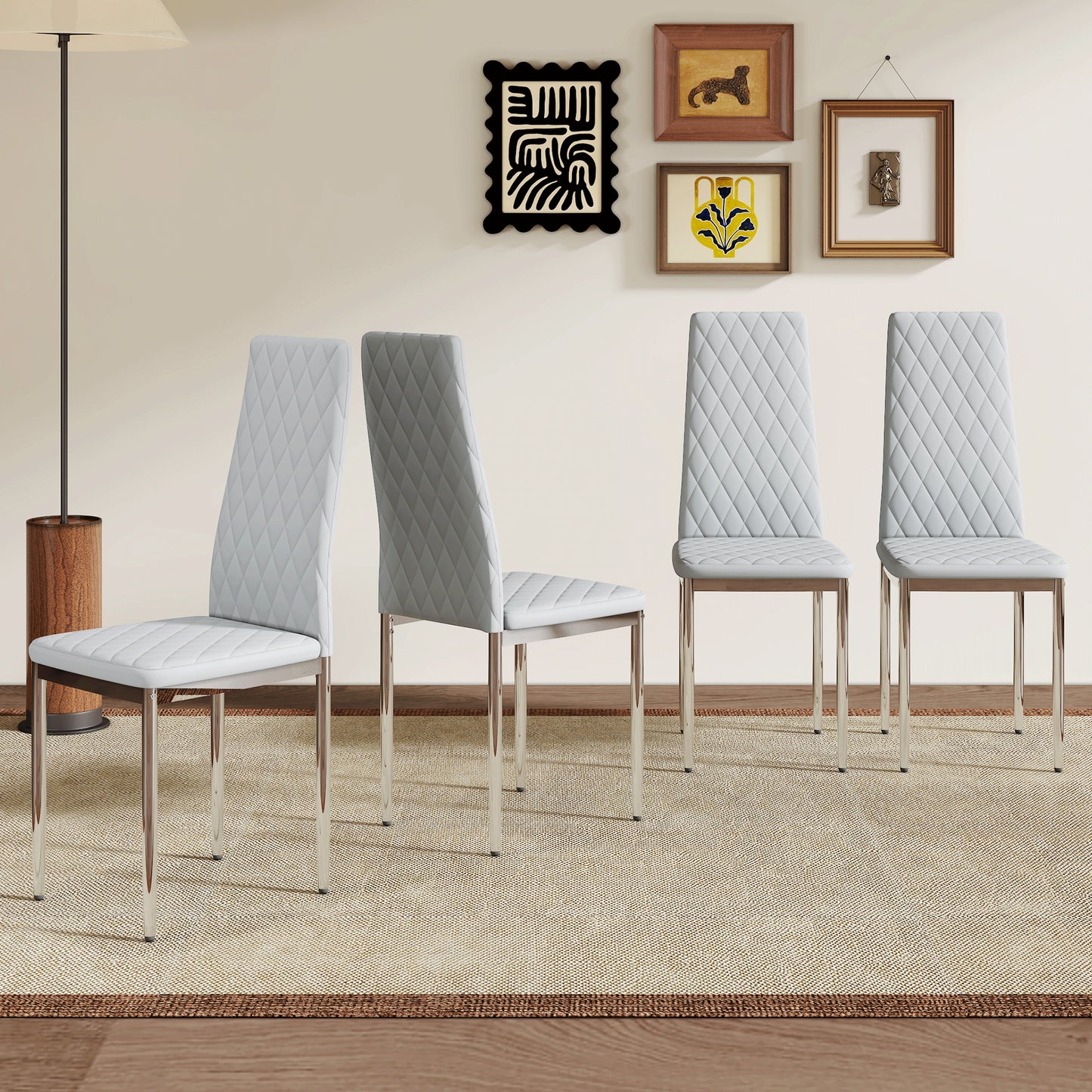 Modern Style Dining Chairs Set Of 4 In Light Gray, Essential For