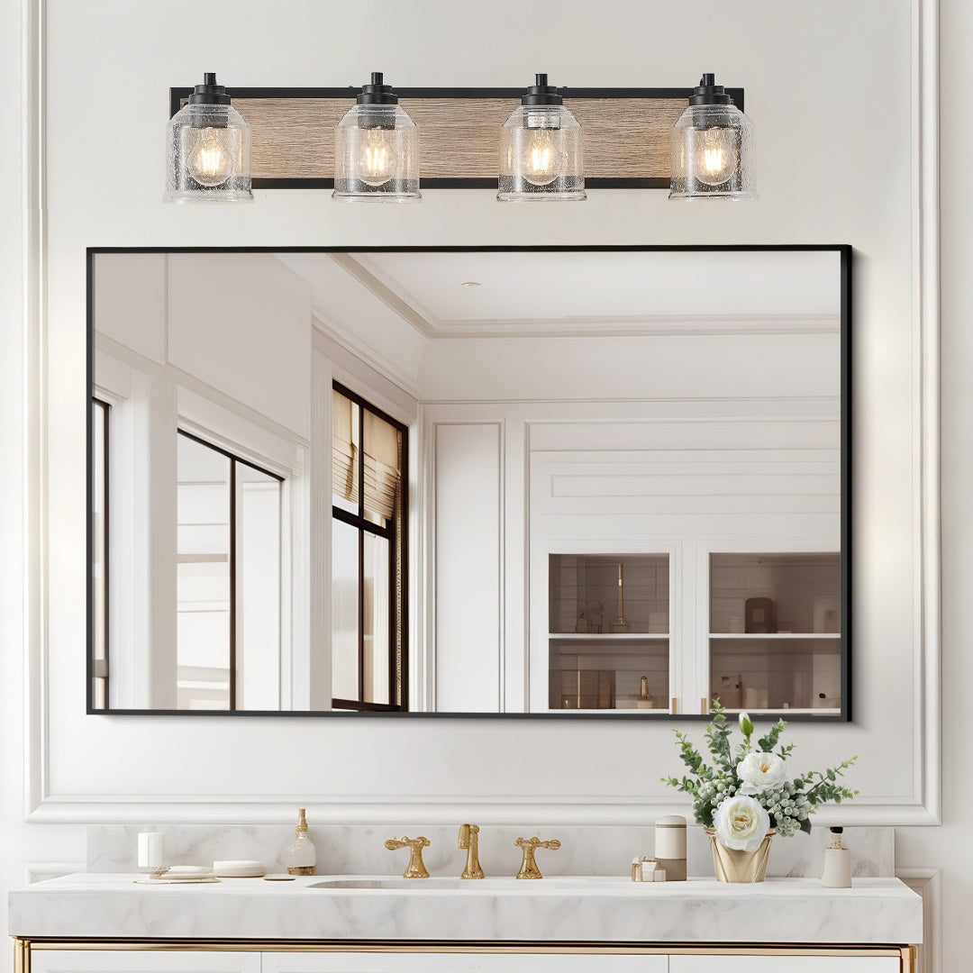 32-Inch Farmhouse Vanity Light Fixture - 4-Light Wall Sconce
