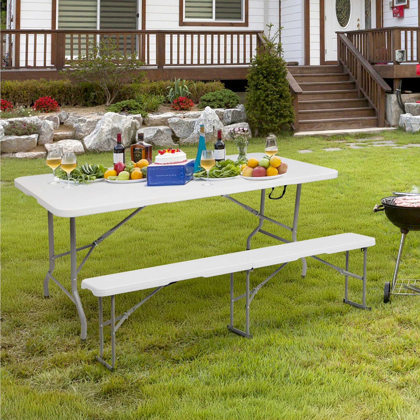 6-Foot Portable Folding Bench - Lightweight, Stain Resistant