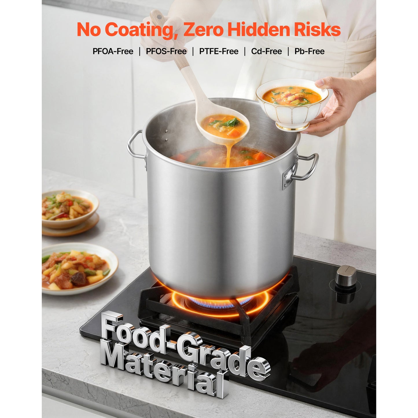 21-Quart Stainless Steel Stock Pot with Glass Lid for Soups, Stews & Pasta