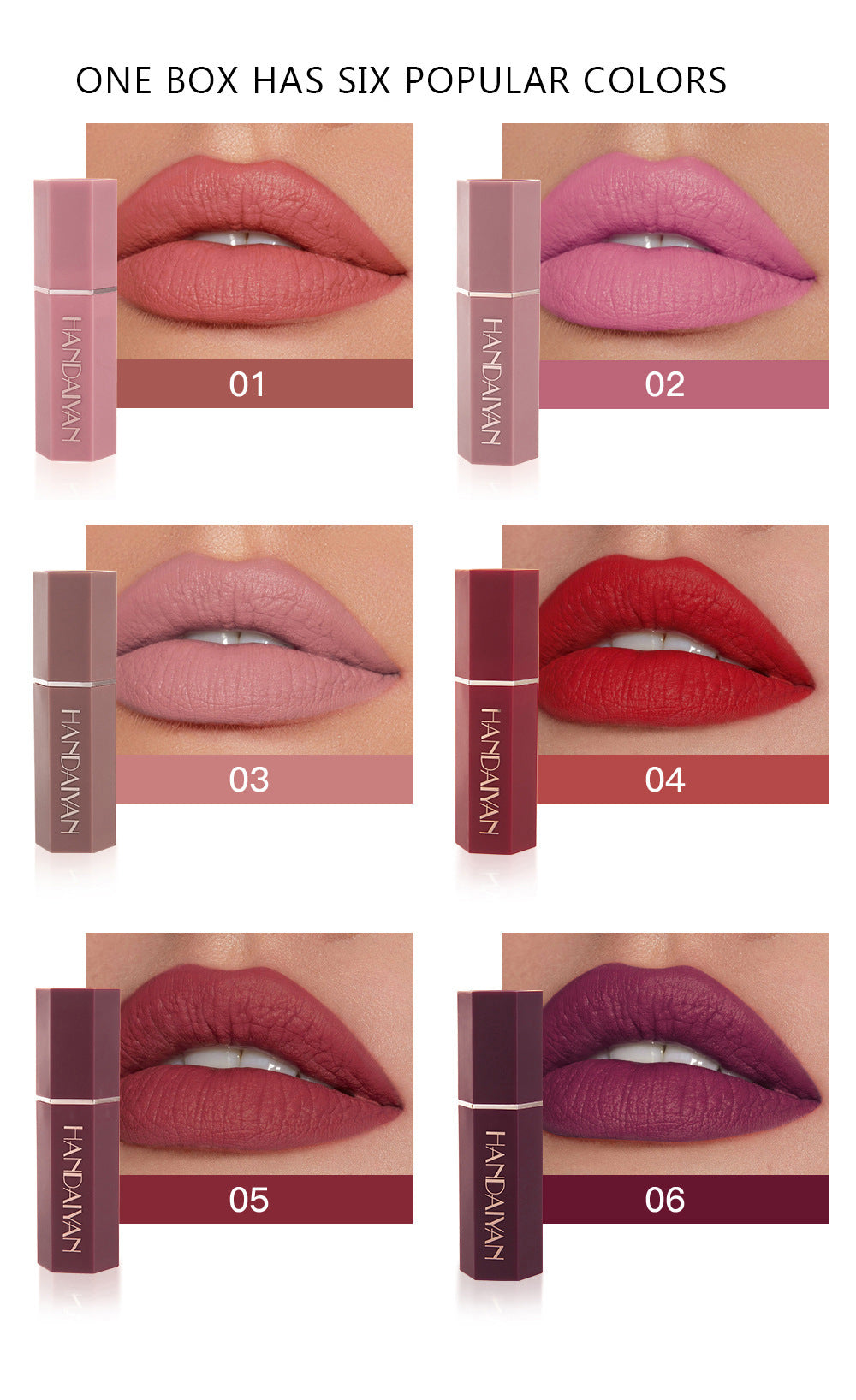 Waterproof Nude Matte Lipstick Set - Durable, 6 Colors for Lip Makeup