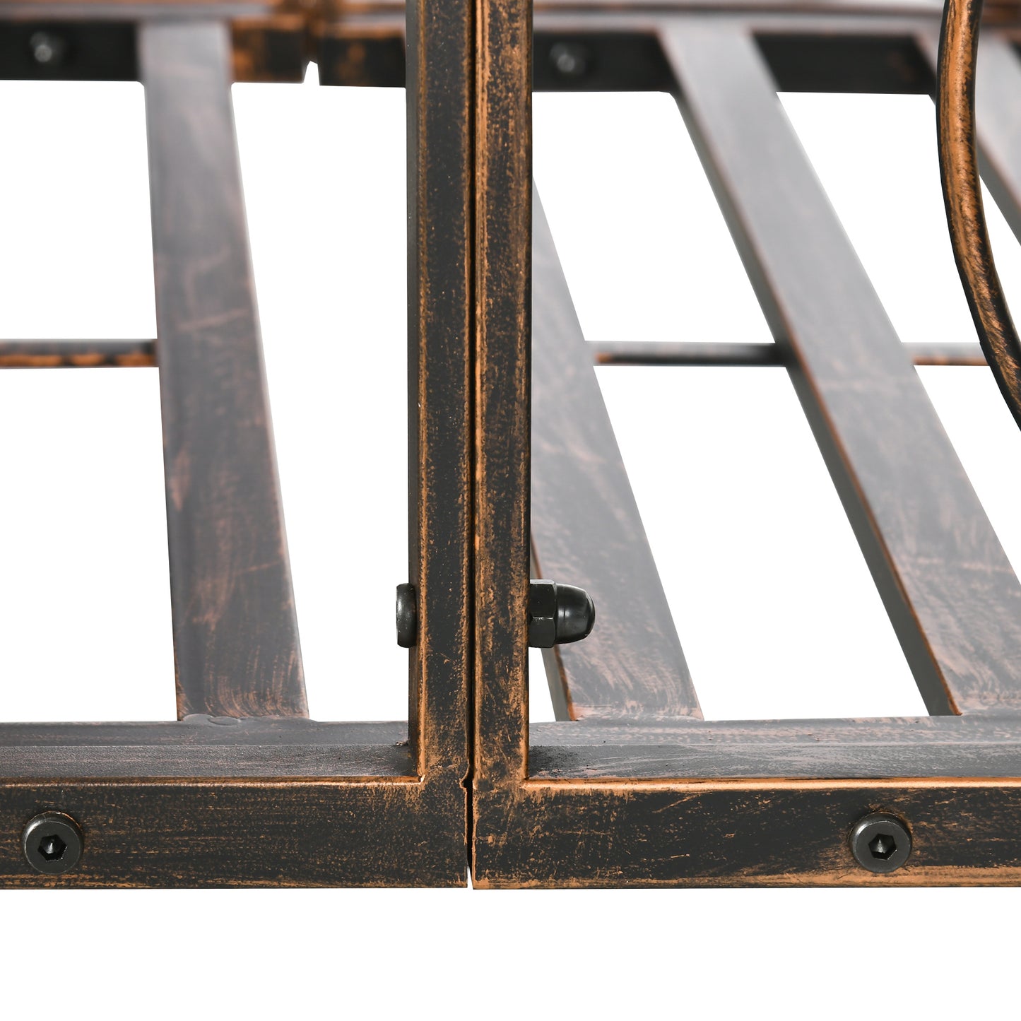 Metal Garden Bridge with Safety Siderails - Bronze Arc Footbridge for Pond and Creek