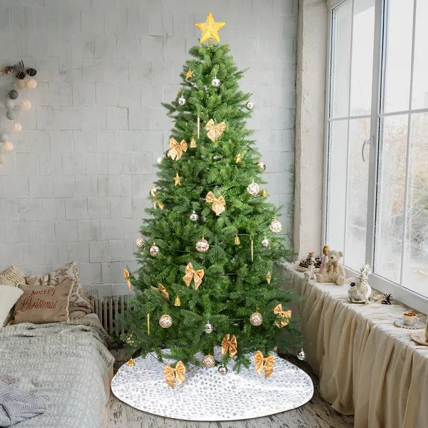 7.5 FT Artificial Christmas Tree with 400 LED Lights & Ornaments