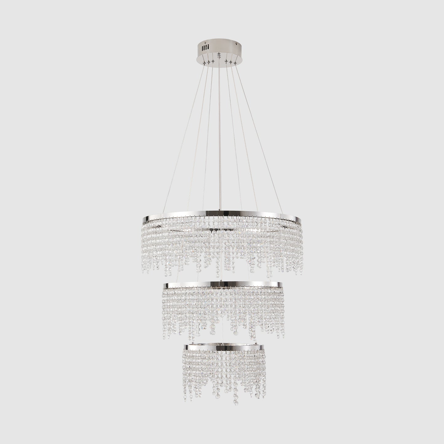 24-Inch Crystal LED Ceiling Chandelier with Adjustable Color Temperature - Chrome Finish