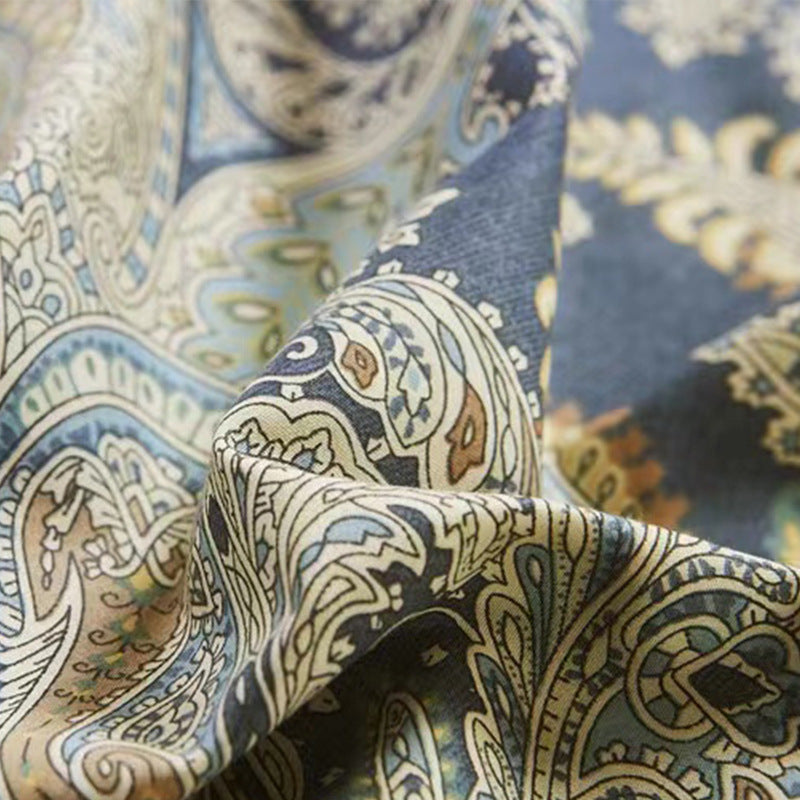 Pure Satin Cotton Bedding Fabric - Botanical Print, Extra Wide, 60s Style