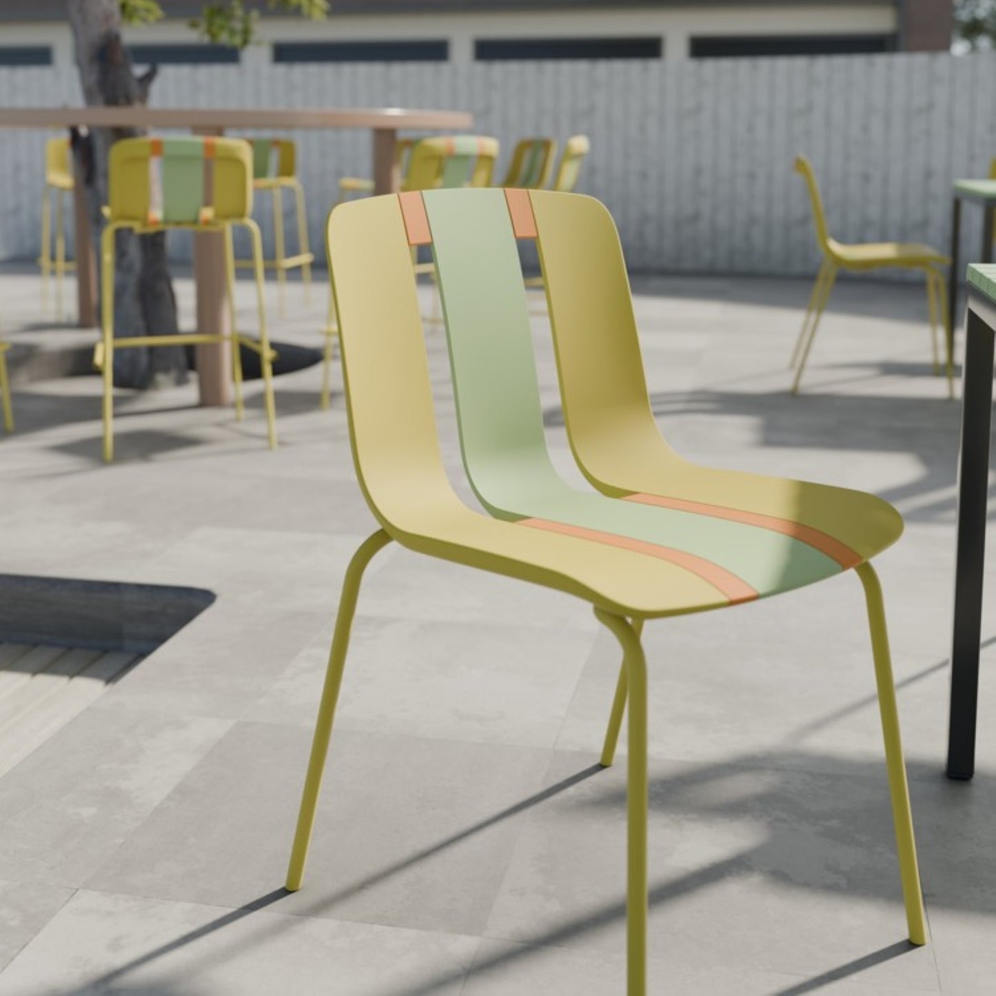 4-Pack Modern Striped Color Block Chairs - Indoor/Outdoor Seating