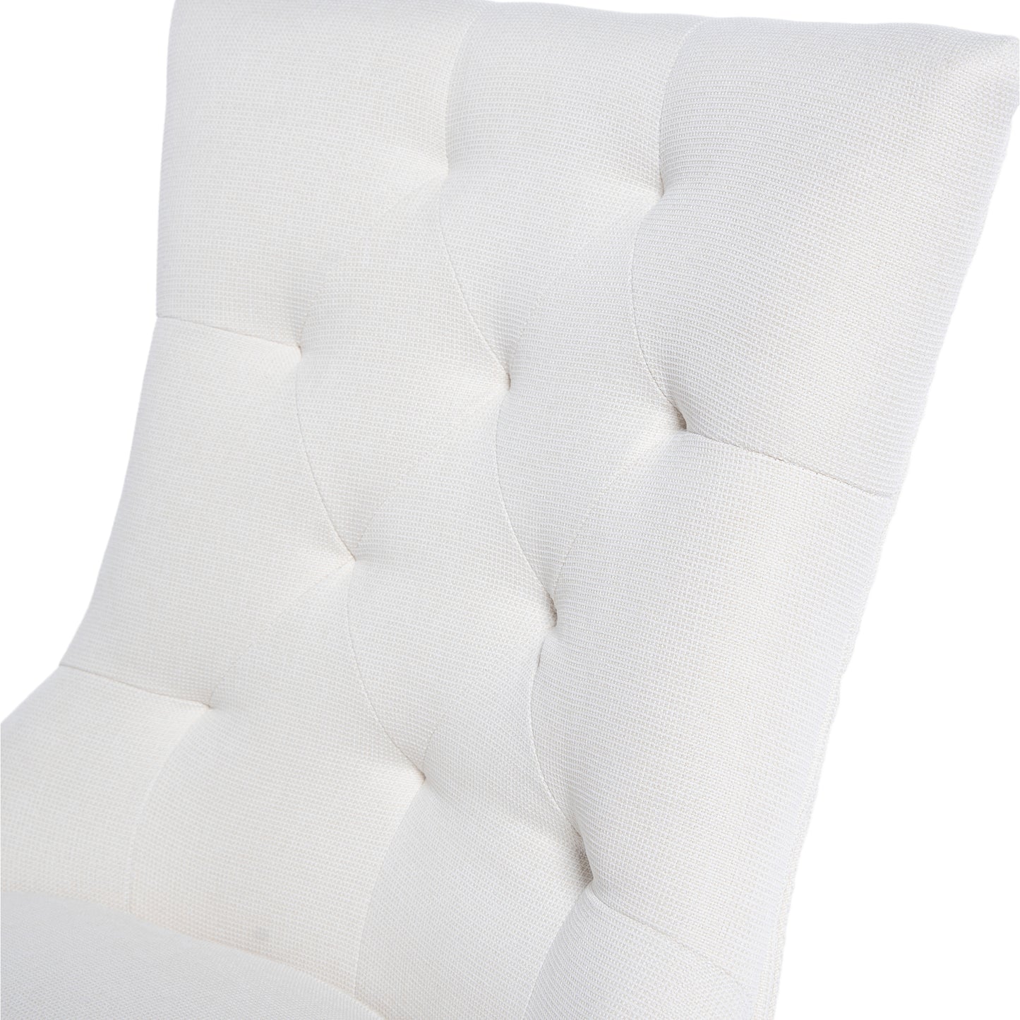 Modern Tufted Dining Chairs - Set of 2 Linen Upholstery Beige