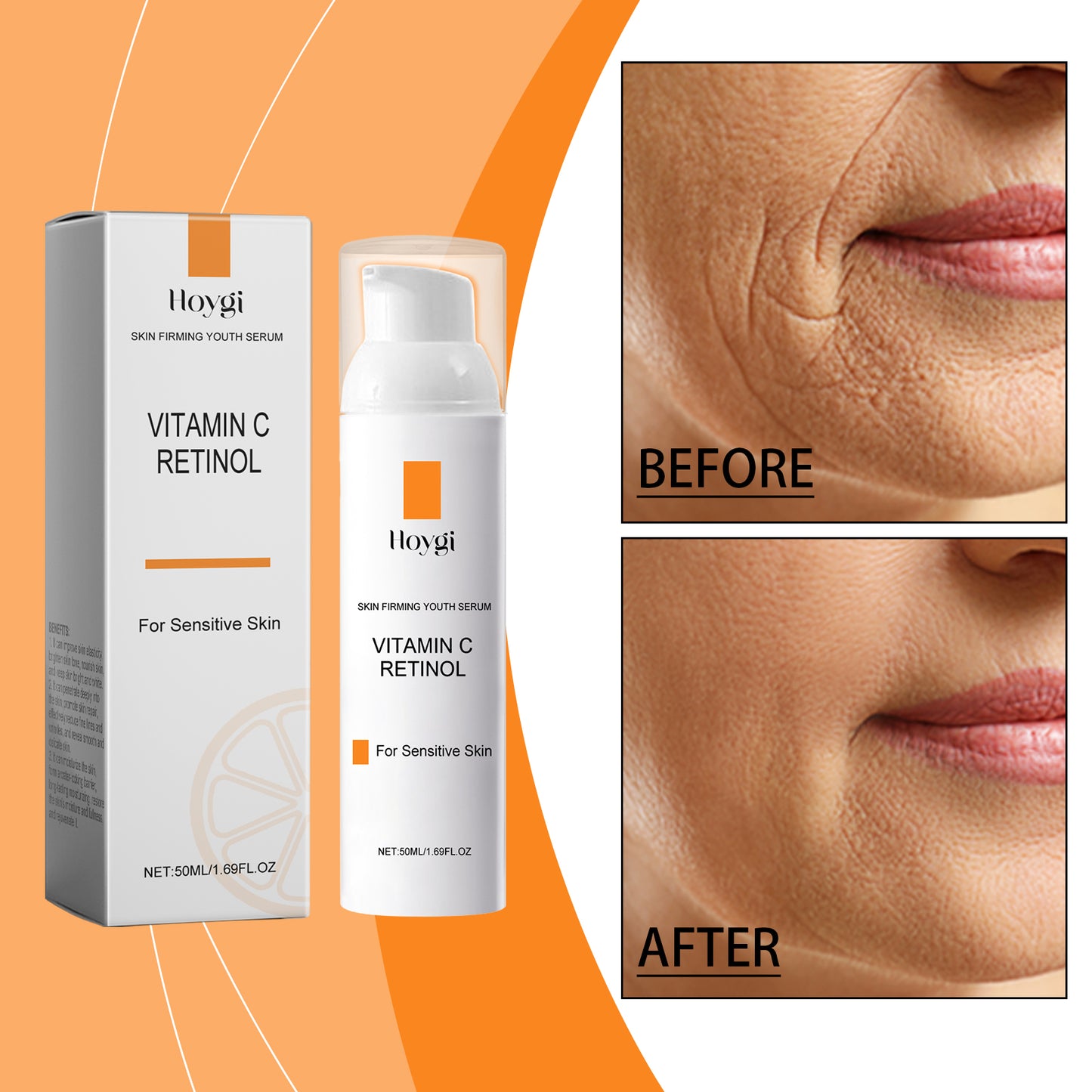 Retinol & Vitamin C Anti-Wrinkle Facial Serum - 50ml Moisturizing Essence