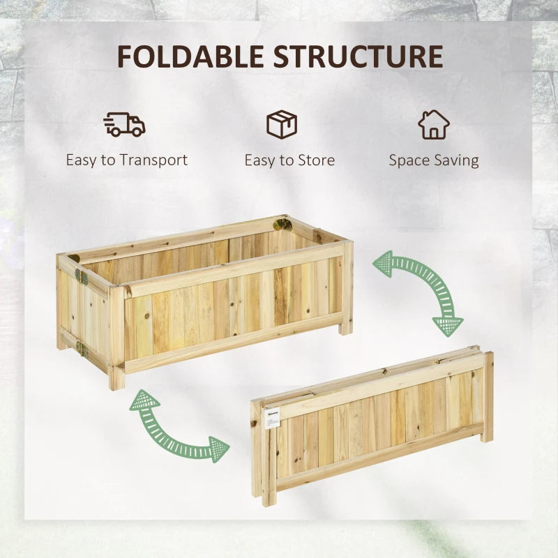 Foldable Wooden Garden Bed - Portable Herb and Vegetable Planter with Drainage