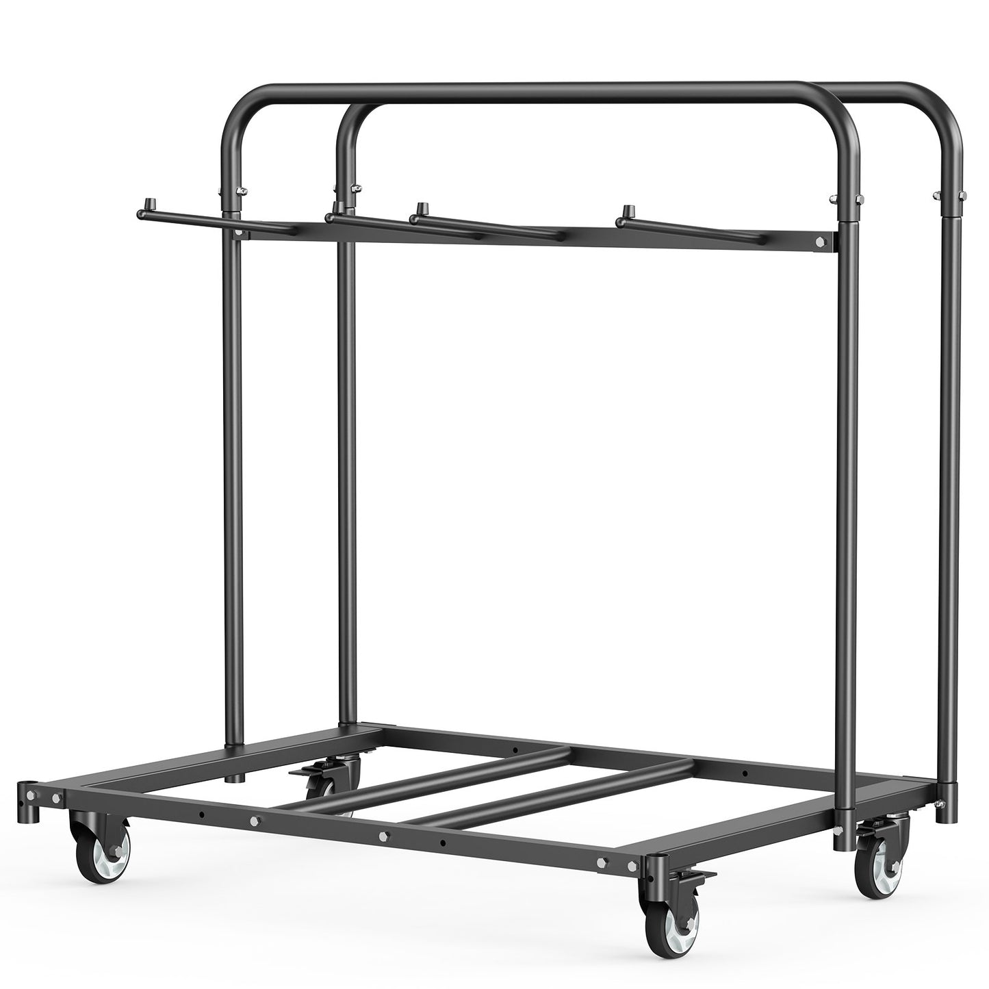 Heavy-Duty Folding Chair and Table Storage Cart with Casters - Black