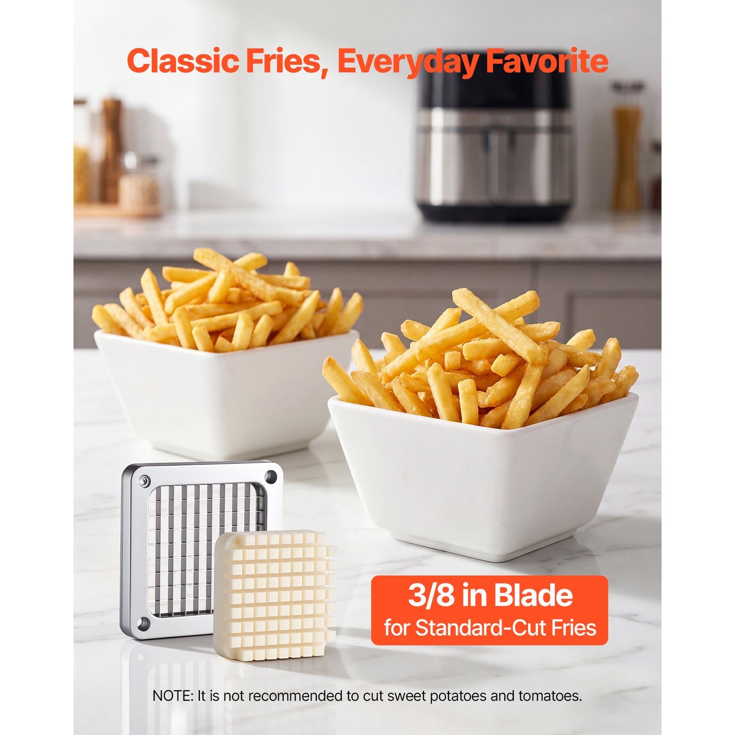 French Fry Cutter with 3/8-Inch Blade - Commercial Vegetable Chopper for Fries, Onion, Carrots, Bell Peppers