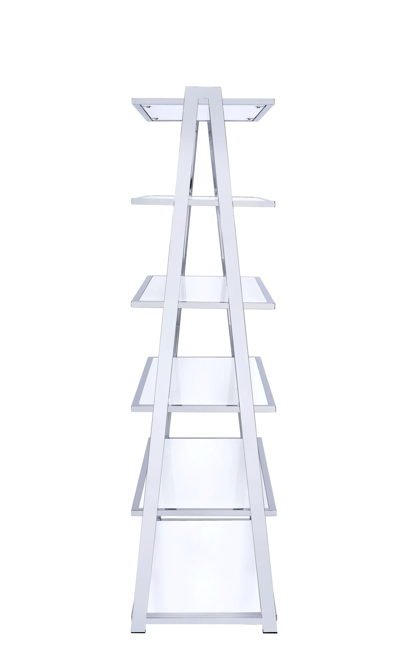 High Gloss White Chrome Finish Bookshelf with 6 Shelves