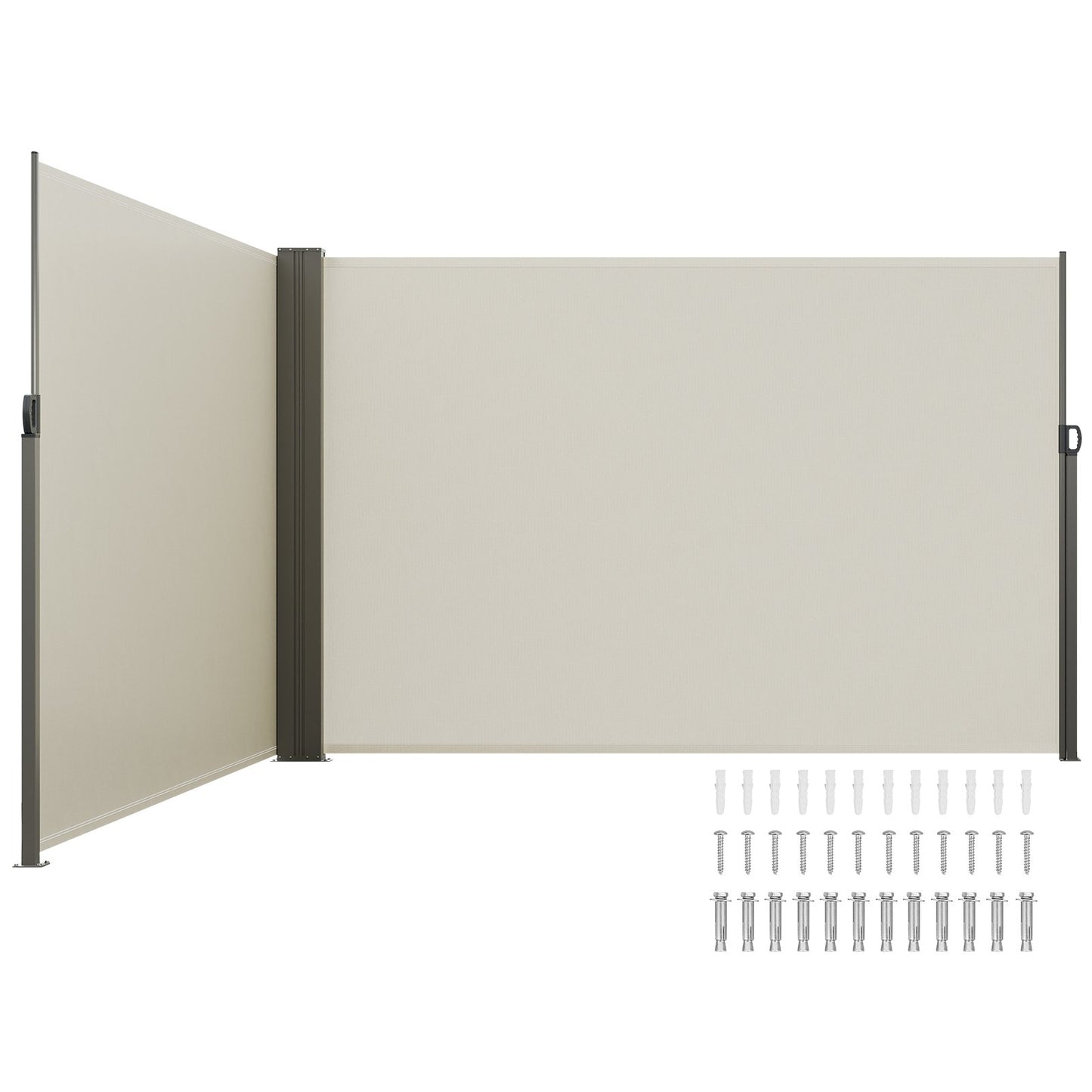 Retractable Outdoor Privacy Screen 79x236 Inches Water-Resistant UV Block Patio Divider Beige